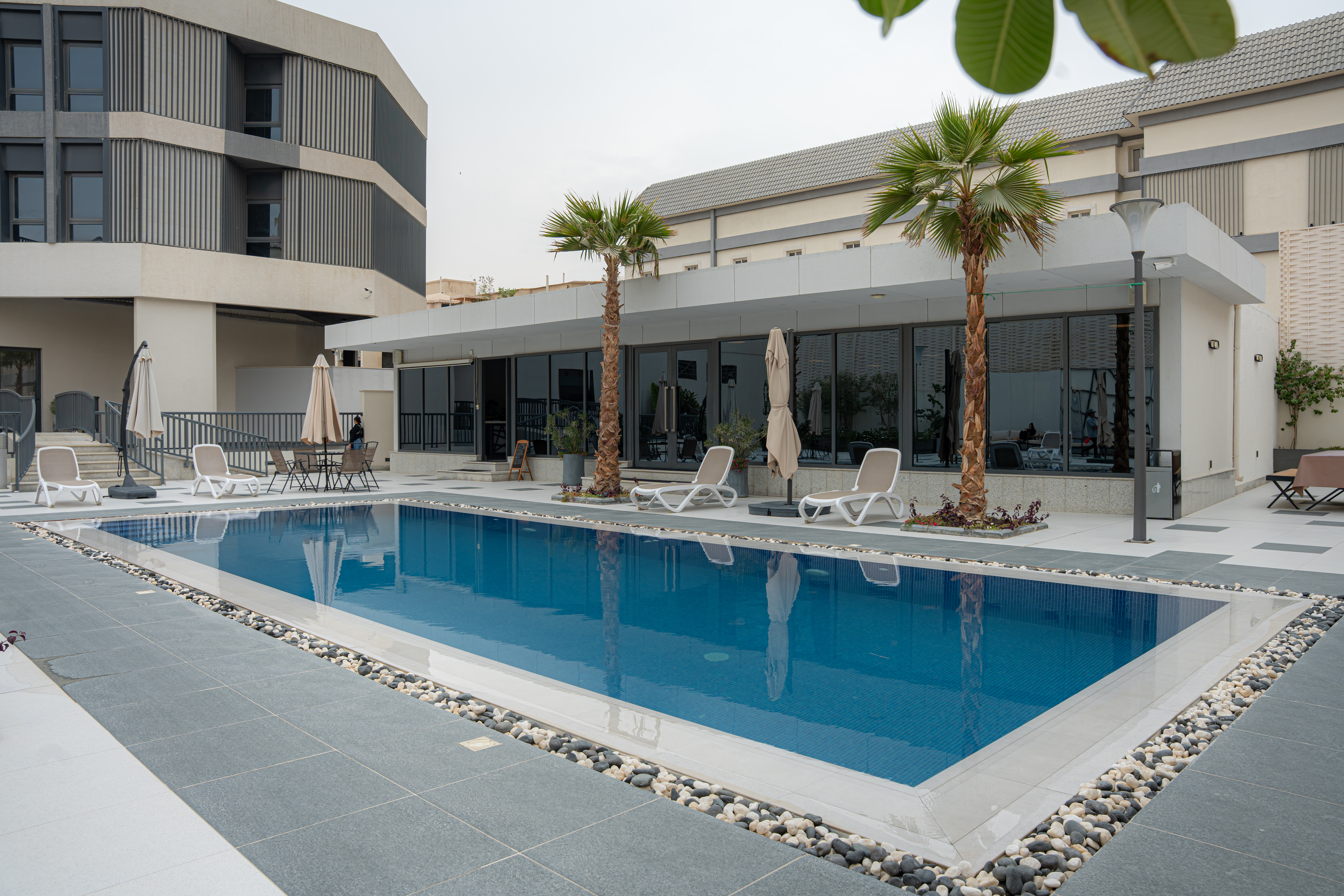 Outdoor swimming pool at Mena House compound